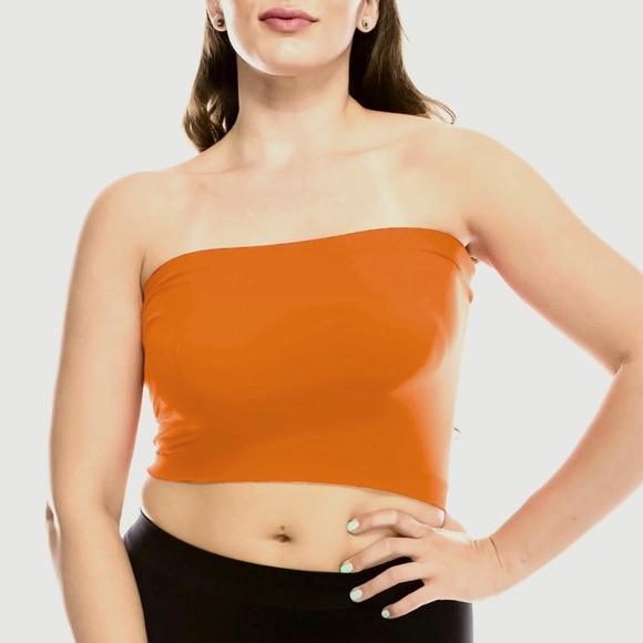 NWT Eloquii Neon Orange Tube Top Crop Shirt Size 28 - Picture 1 of 7